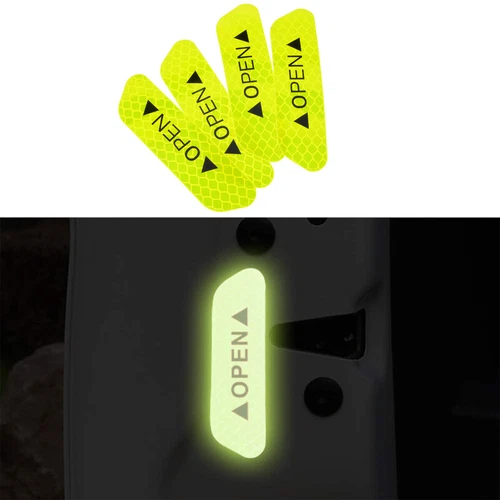 4pc/set Car Door Open Reflective Sticker Tape Decal Safety Warning Yellow New