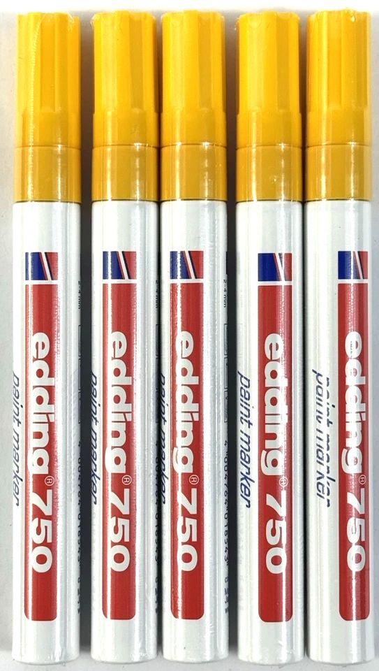 5x Edding 750 paint marker GELB Lack Glanzlack glänzend permanent Lackmarker NEU