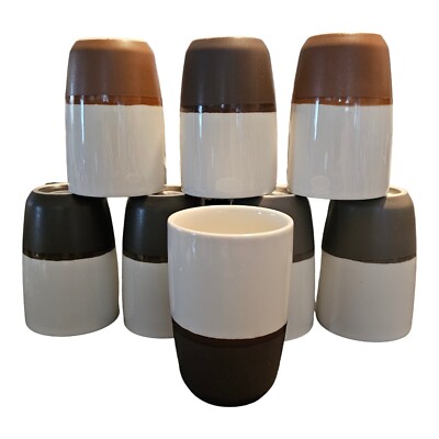 8 Starbucks Double Espresso Stoneware Mugs 6 Oz Two Tone NO Chips or Cracks
