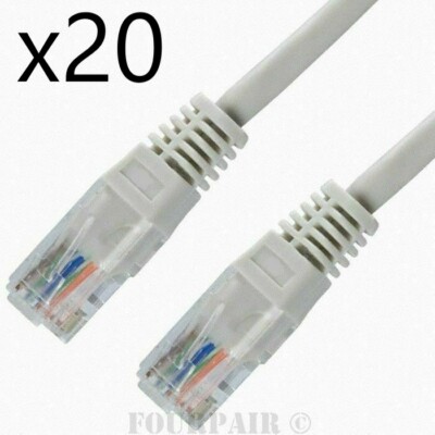 20 Pack Lot - 3ft CAT6 Ethernet Network LAN Router Patch Cable Cord Wire Gray