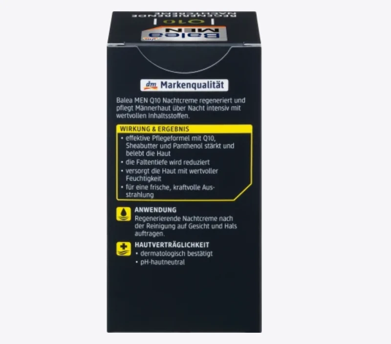 Balea MEN facial regenerating night cream with q10 neutral pH for the skin 50 ml - Image 2 of 2