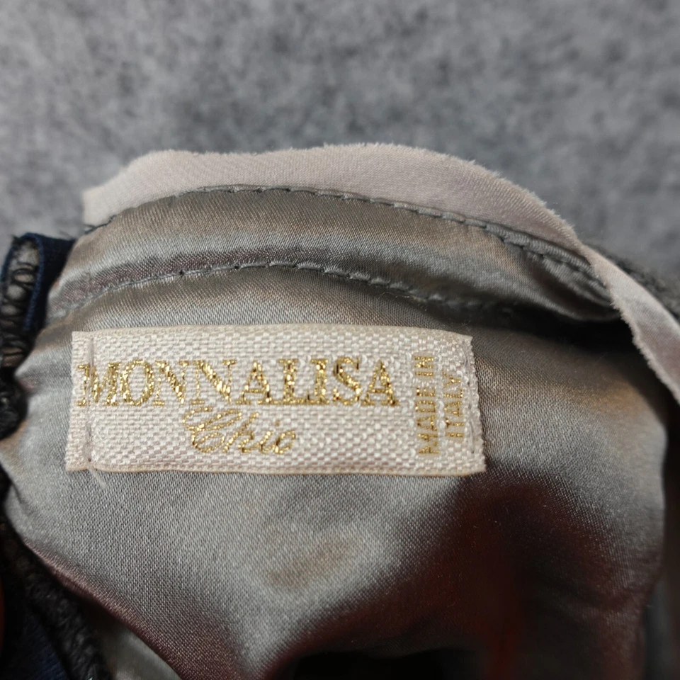 Niñas Elegante Vestido de Fiesta 10 Gris Plateado Lentejuelas Encaje Plisado Vacaciones MONNALISA ITALIA Foto 3 de 4