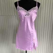 Victoria's Secret Lilac Satin Slip Dress Slit Sparkle Coquette Large Lingerie