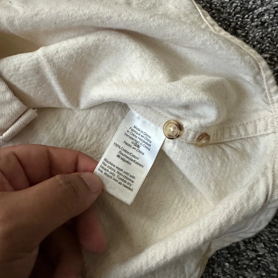 Vintage J Crew Shirt Mens Beige Small Sleeveless Button Down Oarsmen Cotton Y2K - Image 4 of 4