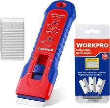 WORKPRO Retractable Razor Blade Scraper 56PC Blade Storage Cleaning Scraper Tool