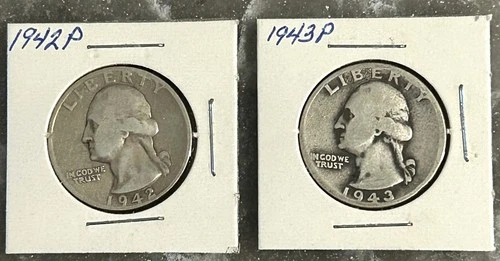 1942 P. 1943 P WASHINGTON QUARTERS, CIRCULATED, UNGRADED