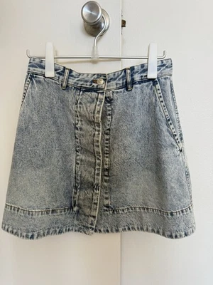 Scanlan Theodore Blue Denim Mini Skirt Cotton Pockets Button Size Regular - image 1 of 4