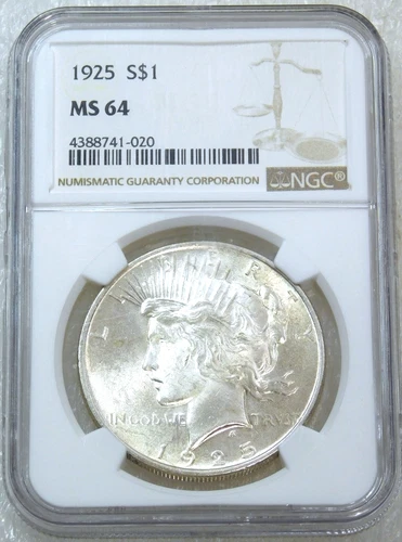 1925 Peace Silver Dollar NGC MS64 Original Gorgeous Luster PQ #W258P