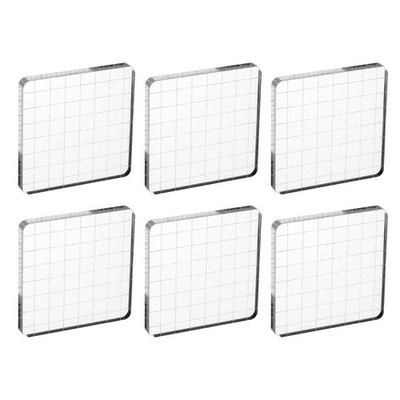 3''x3'' Acrylic Stamp Block, 6Pcs Stamping Block with Grid Lines Square