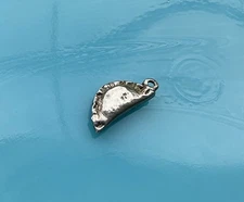 .925 Sterling Silver 3-D Empanada Hand Pie Pierogi Food Charm Pendant 1.4g