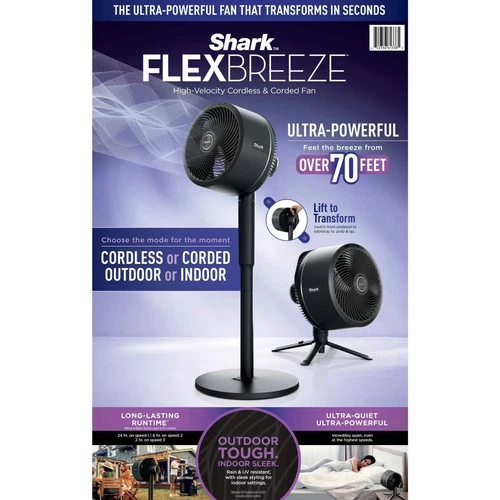 NEW Shark FlexBreeze Fan FA200 Indoor Outdoor Cordless Corded Pedestal Tabletop