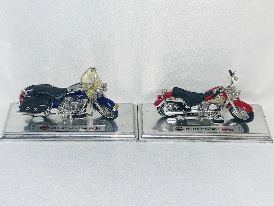 Лот из 2 моделей мотоциклов Maisto Harley-Davidson FLSTF Fat Boy, FLHRC Road King - Изображение 4 из 4
