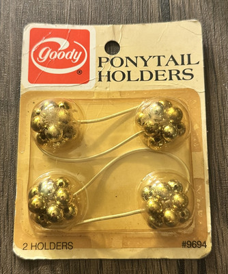 Vintage 1982 Goody Ponytail Holders 2 Gold Metallic Holders 9694 NOS!! NEW!!