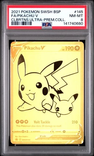 2021 POKEMON SWSH BLACK STAR PROMO #145 FULL ART/PIKACHU V PSA 8