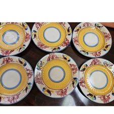 6 Antique Maruhon Ware Embossed Dragon Salad/Dessert Plates Japan Crackle Glaze