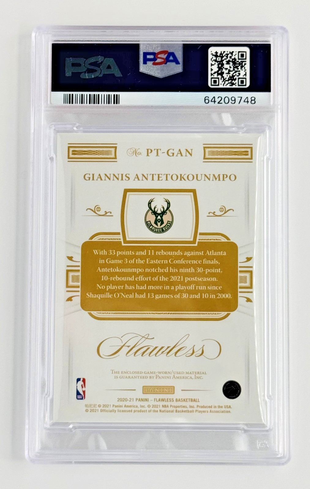 2020 Flawless Giannis Antetokounmpo Game-Worn Nameplate Patch /20 PSA 10 POP 2 view 7