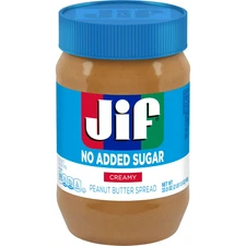 Jif No Added Sugar Creamy Peanut Butter Spread, 33.5 oz. - Smooth, Creamy Textur