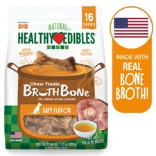 Nylabone Healthy Edibles Broth Bone All Natural Dog Chew Treats Regular, 16 ct