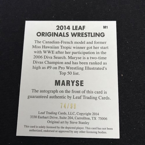 MARYSE 2014 LEAF ORIGINALS WRESTLING AUTOGRAPH YELLOW AUTO /99 - Picture 2 of 2
