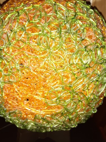 Lucite Spaghetti Table Lamp Spun Retro Plastic Orange Green WORKING MCM Switch - Picture 2 of 16