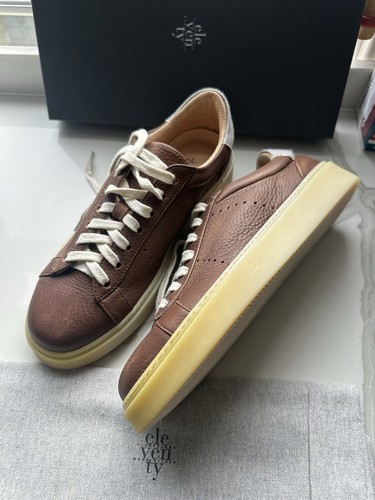 Eleventy Men’s Leather Sneakers UK 8 EU 42 US 9 Brown 7300G (Like Loro Piana)
