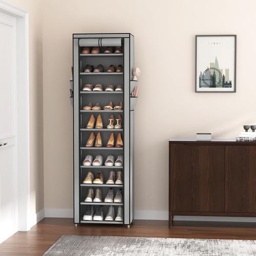 27 Pairs 10 Tier Shoes Rack Cabinet Storage Organizer Stand with Dustproof Cover - Picture 18 of 24