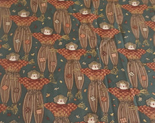 Scarecrow Fall Harvest Cotton Fabric on Green 44"W x 1 Yard