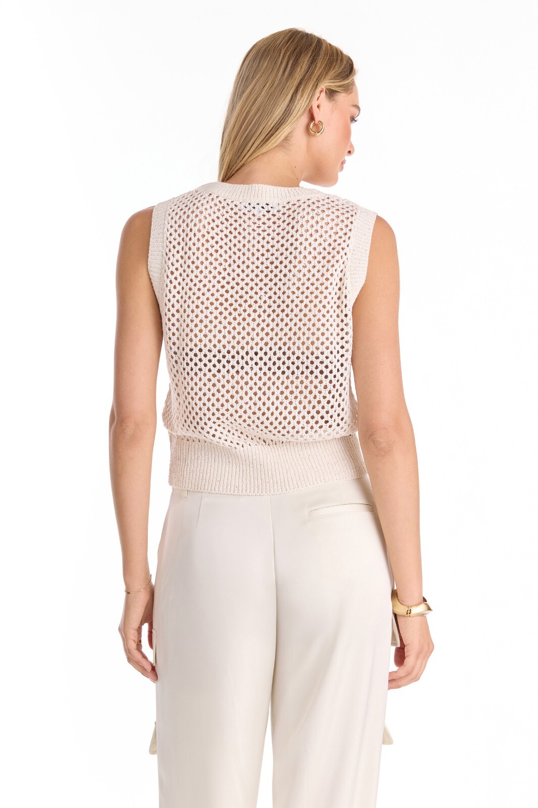 Addison Sequin Crochet Top Pearl  THE NOLI SHOP