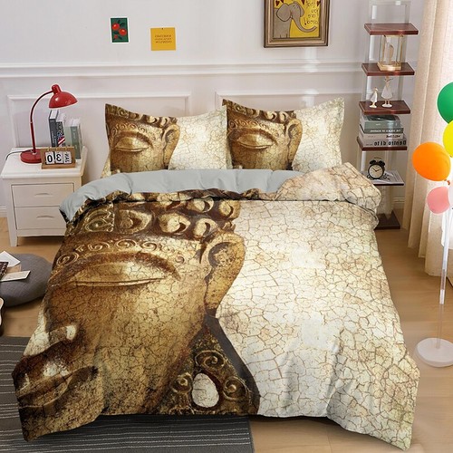 Bedding Set Duvet Cover Smile Buddha Floral Soft Quilt Cover Queen King Size - Picture 8 of 39