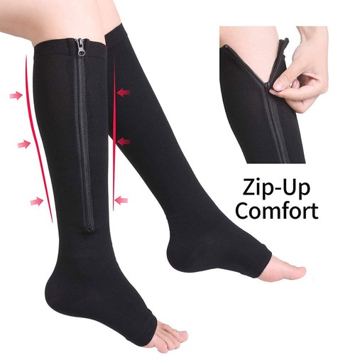 Compression Socks Toeless with Zipper Easy on off 20-30 mmHg for Varicose Veins - Picture 5 of 12