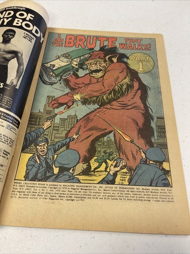 WHERE CREATURES ROAM #1 (MARVEL 1970) JACK KIRBY Bronze Age Horror The Brute - Picture 6 of 11