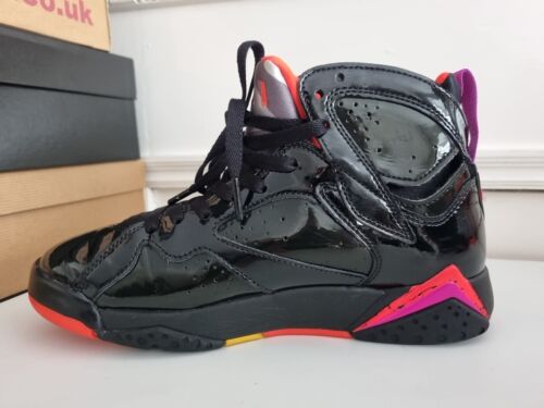 Nike Air Jordan 7 Retro Black Patent Leather Gloss/Bright crimson Size UK 5 - Picture 6 of 21