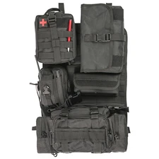 XUKEY Universal Car Tactical Seat Cover Organizer Storage with 5 Molle Pouch Bag