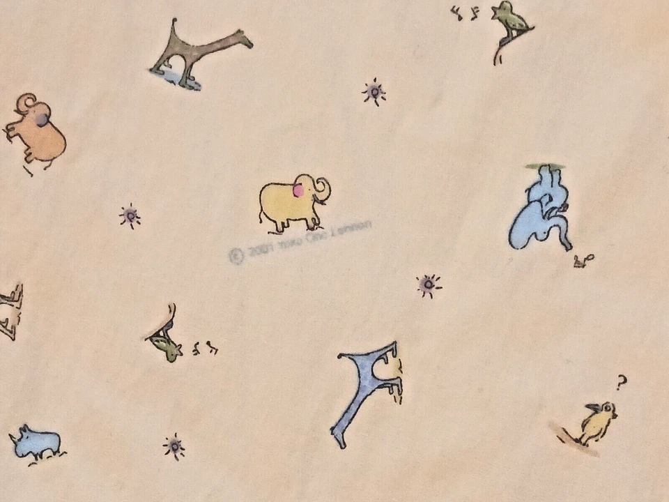 JOHN LENNON CARTERS Bebé Animal Desfile Ventana Cenefa Cortina 87" x 21" De Colección Foto 2 de 4