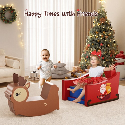 7pcs Toddler Soft Foam Climbing Blocks Christmas Deer Rocking Horse Lightweight - Picture 11 of 11