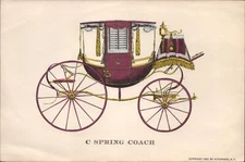 1800s C SPRING COACH vintage transportation art print CLOSED CARRIAGE (1952)