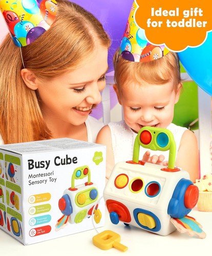 Busy Cube for Toddlers Kids, Montessori Sensory Activities Busy Board - Picture 6 of 7