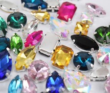 Mixed Shapes Sizes Colors Rhinestone Settings Sew On Crystals Glass