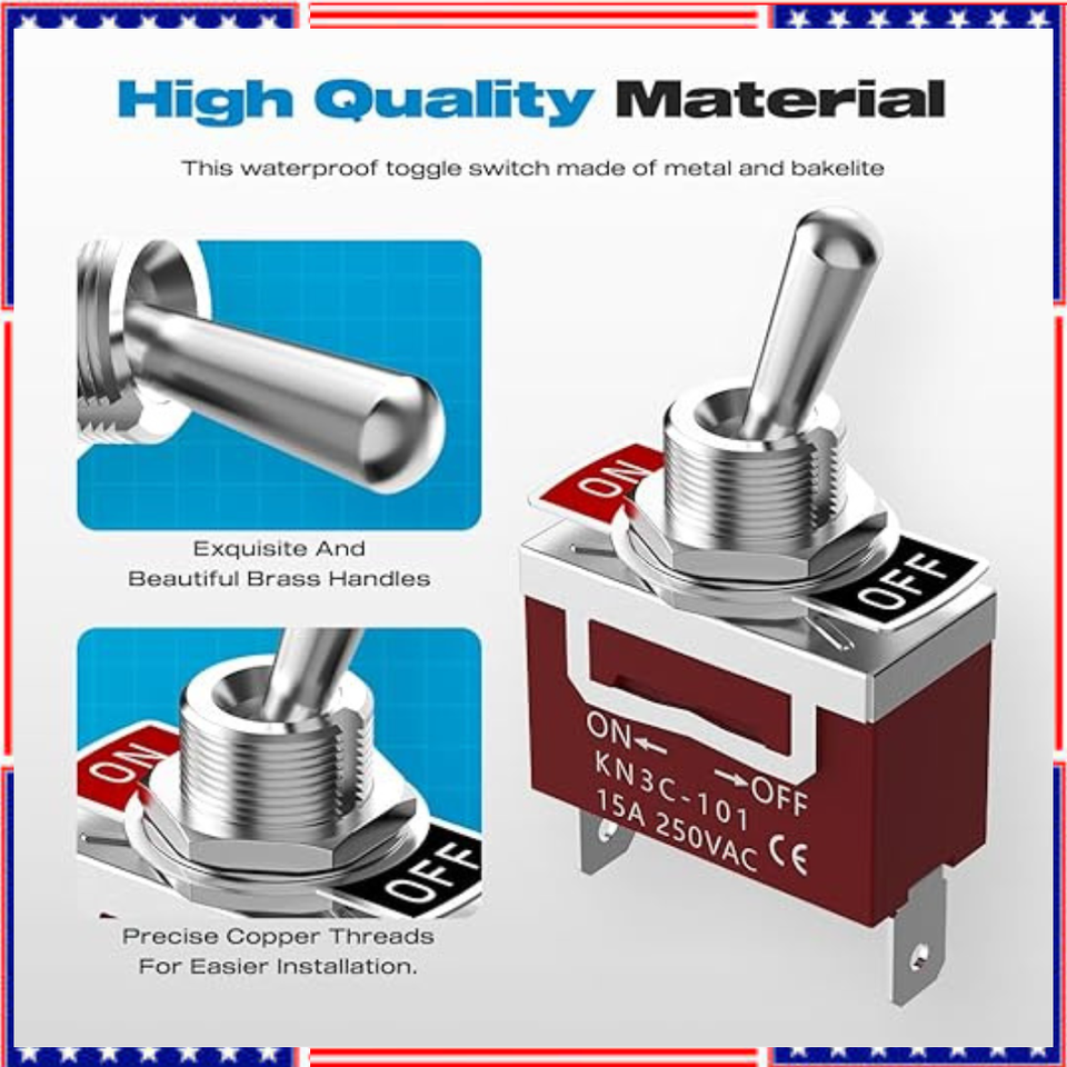 Toggle Switch 12V 30A Heavy Duty ON/Off 2Pin SPST Waterproof Toggle ...
