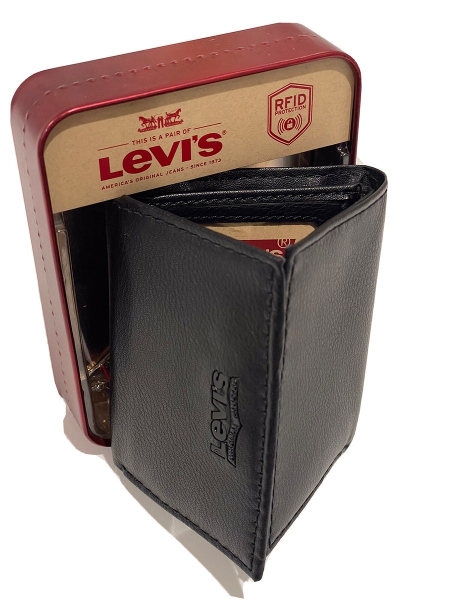 Levi's Men's RFID-Blocking Coated Leather Textured Trifold Wallet