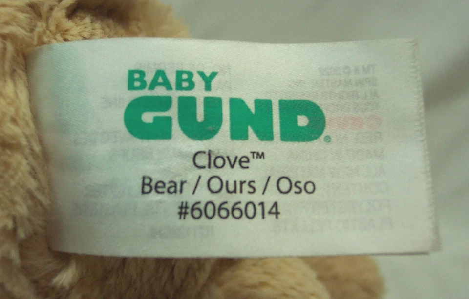 Baby GUND CUTE SOFT TAN CLOVE THE TEDDY BEAR 13" Plush STUFFED ANIMAL TOY - Image 4 of 4