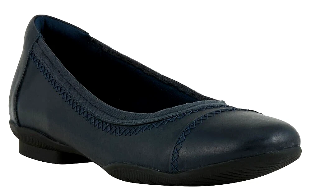 Slip on casual donna Clarks Sara Bay pelle blu scuro taglia 10 M (65470)