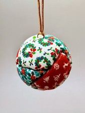 Vintage Christmas Ornament Ball Patchwork Quilt Cottagecore Country Grannycore