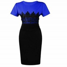 ZEAGOO WOMEN'S CELEB CAP SLEEVE LACE SPLICING EVENING DRESS, BLACK, SMALL