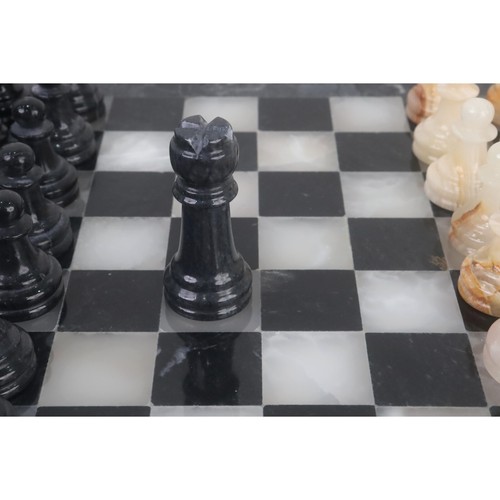 Onyx Marmor Schachfiguren & Brett Kombi-Set - 10“ - Schwarzer und weißer Stein - Bild 6 von 9