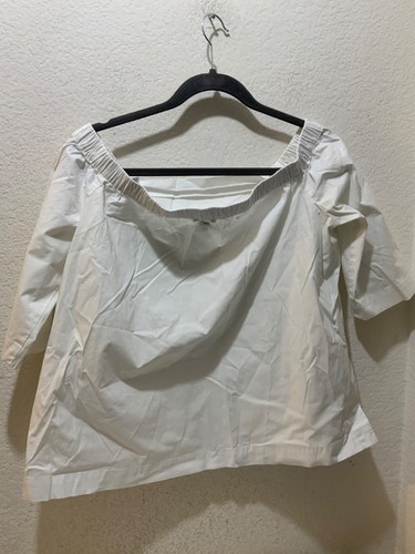 ANN TAYLOR TOP DONNA FUORI SPALLA BIANCO POPELINE -MP - Foto 5 di 10