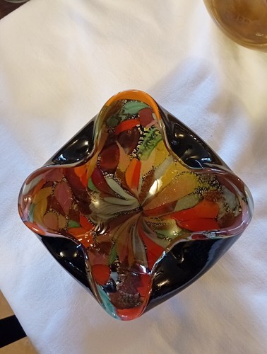 vintage murano tutti frutti black bowl