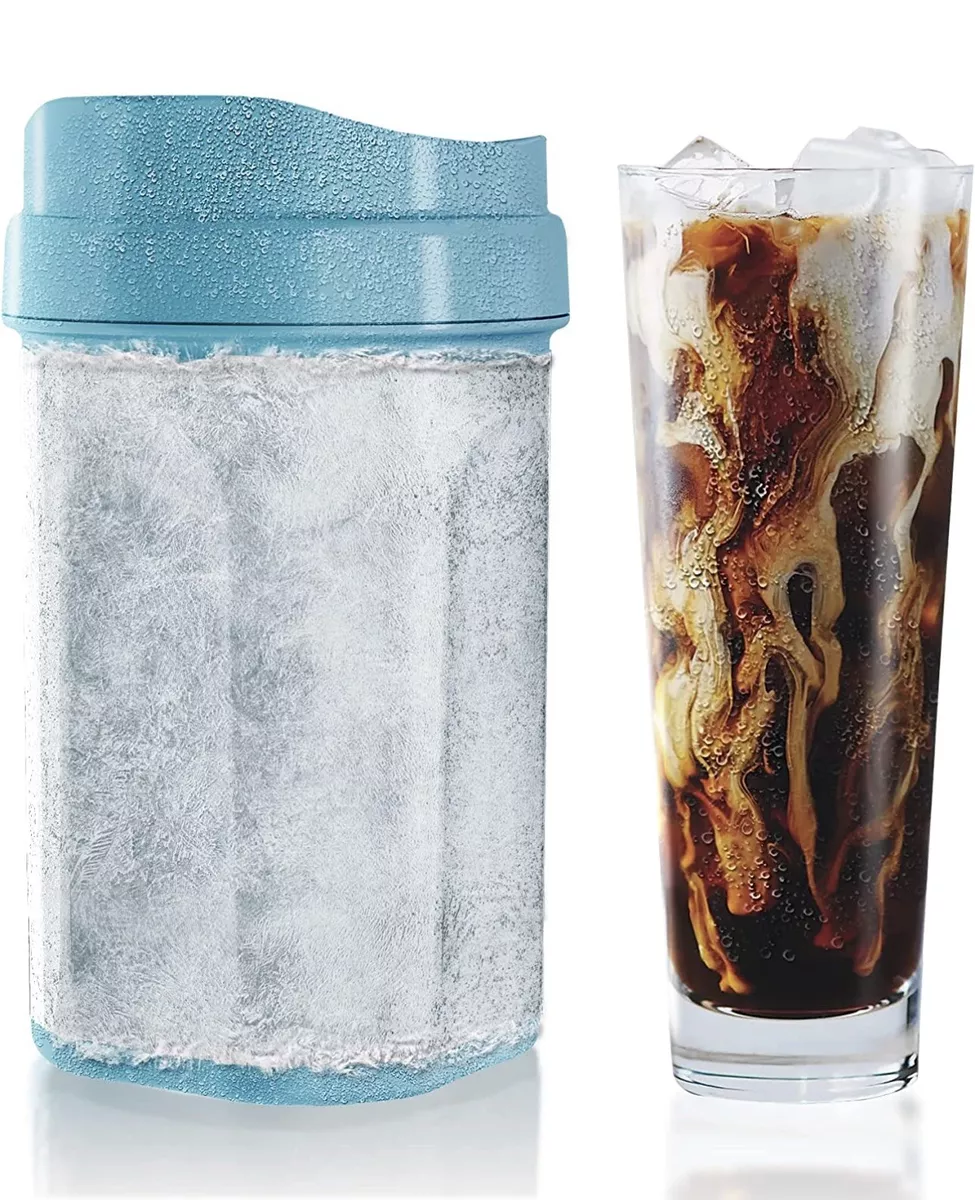 Instant Iced Coffee Maker ready in 1 Min, Instant Beverage Chiller 13oz -  Blue