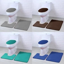 3 Piece Ultra Soft Thick Memory Foam Non-Slip Absorbent Bathroom Bath Mat Set