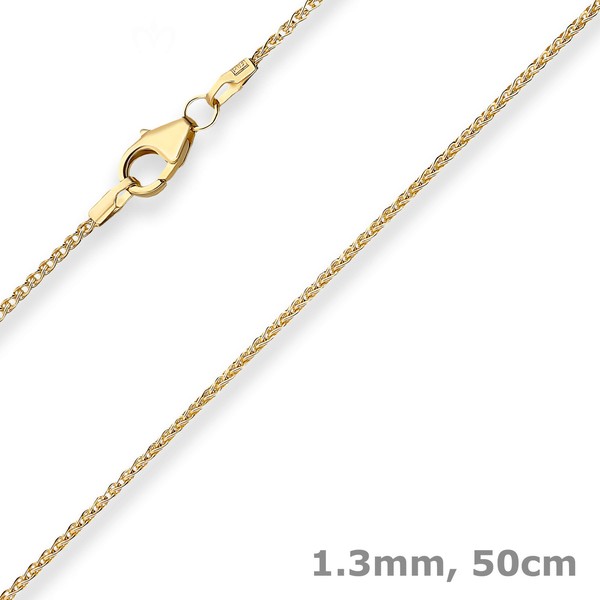 1,3Mm Zopfkette Goldkette Collier Halskette Aus 585 Gold Gelbgold 50Cm-image